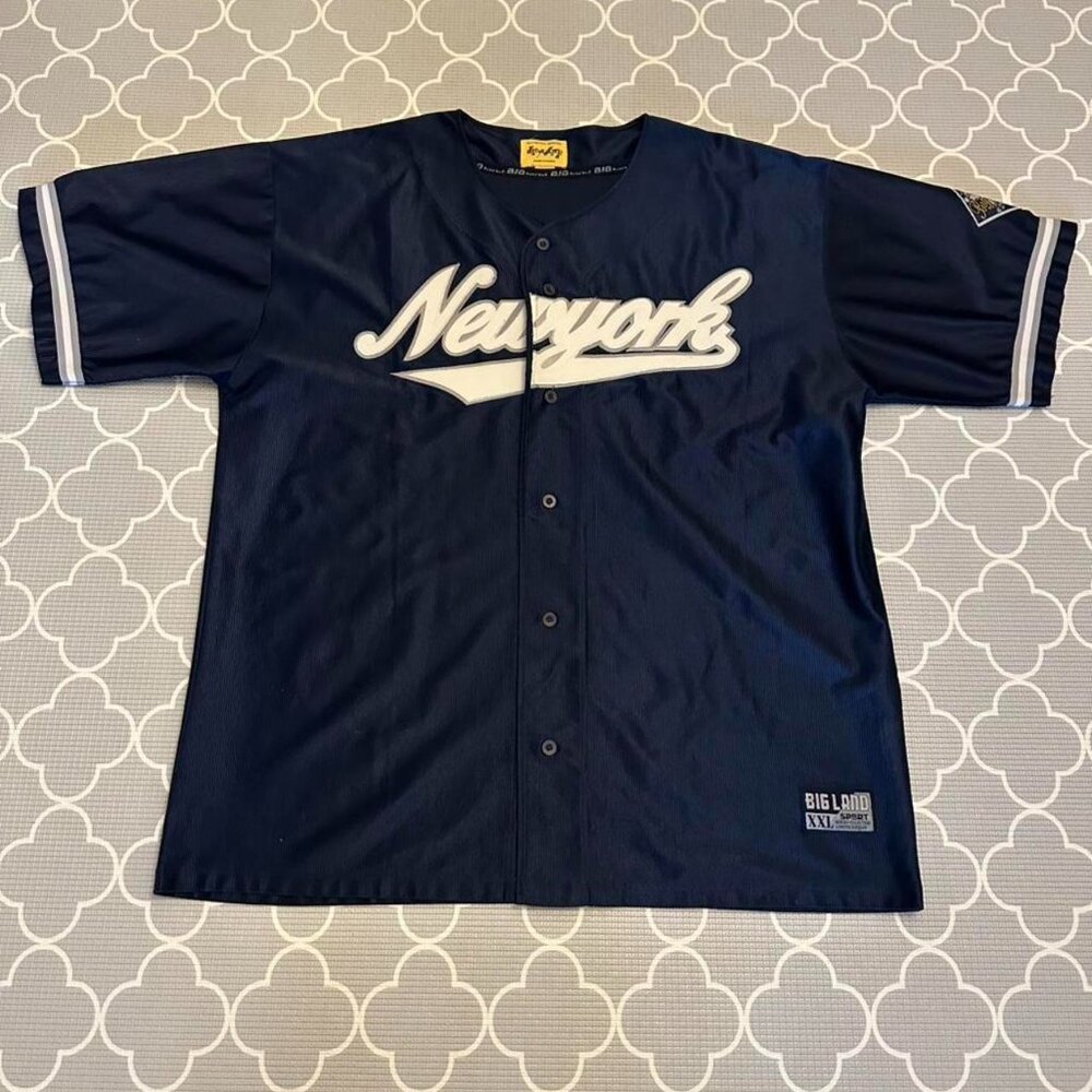 Big Land Sport navy New York baseball jersey.